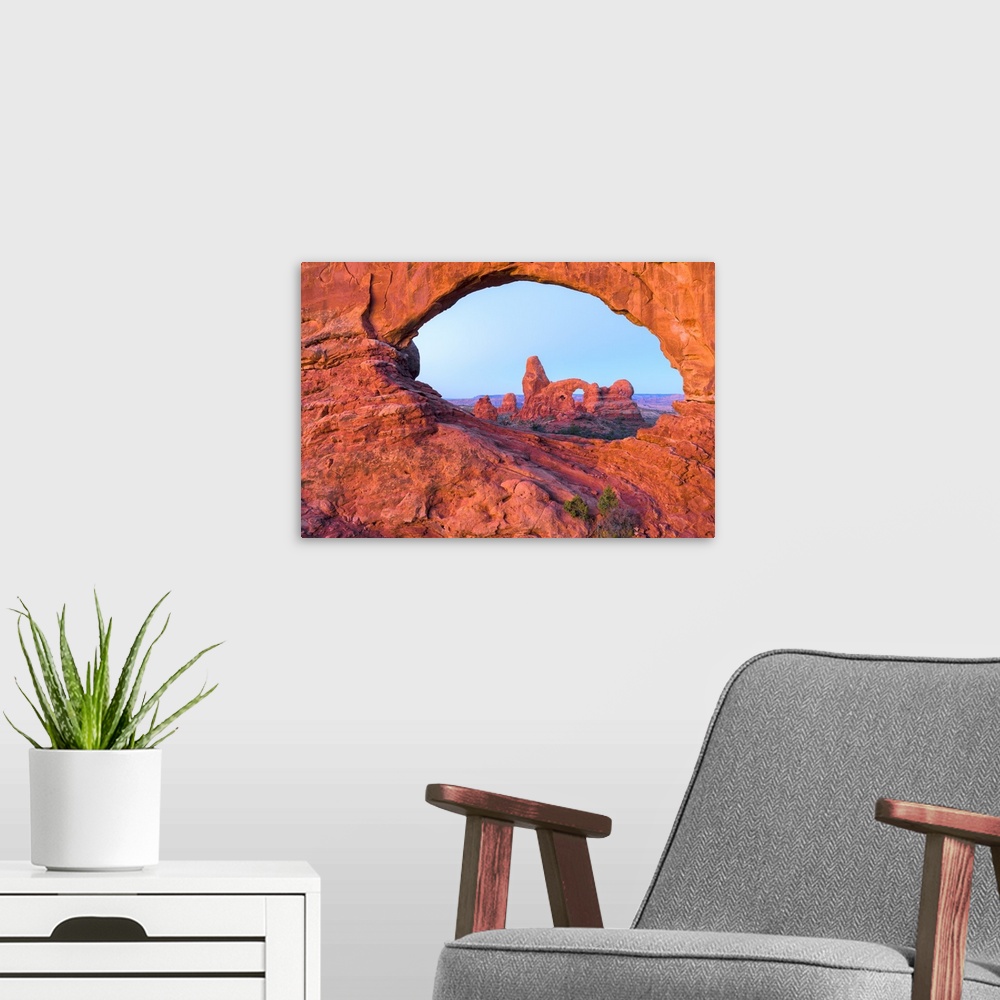 A modern room featuring USA, Utah, Arches National Park, North window and Turrent arch.