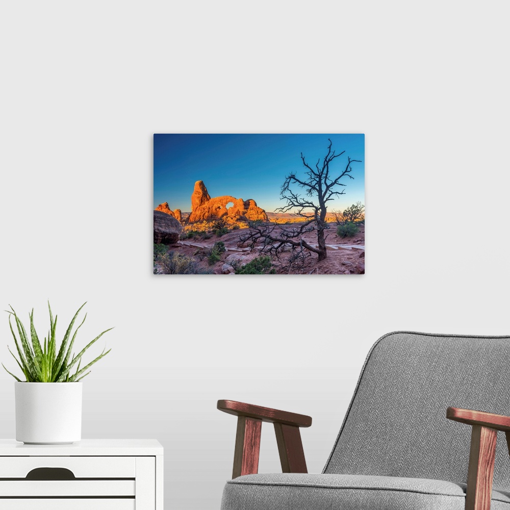 A modern room featuring USA, Utah, Arches National Park, The Windows, Turret Arch.