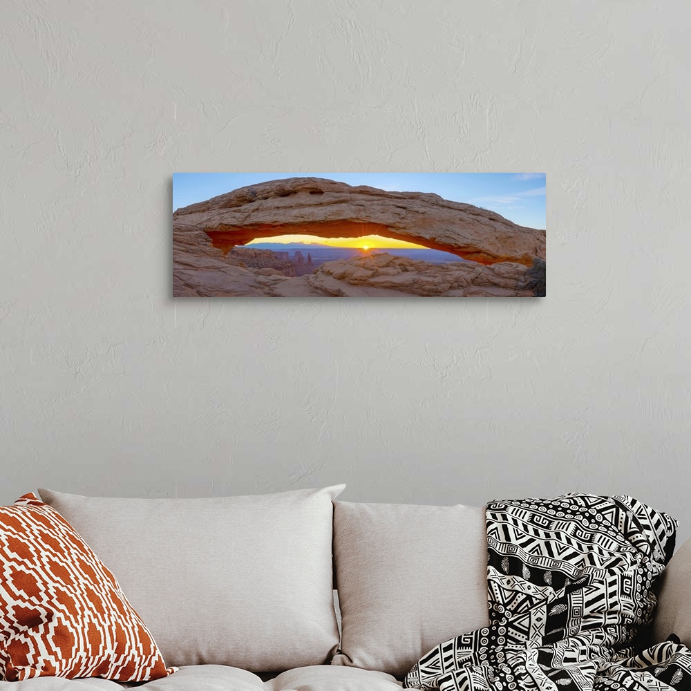 A bohemian room featuring USA, Utah, Canyonlands National Park, Island in the Sky District, Mesa Arch, Sunrise.