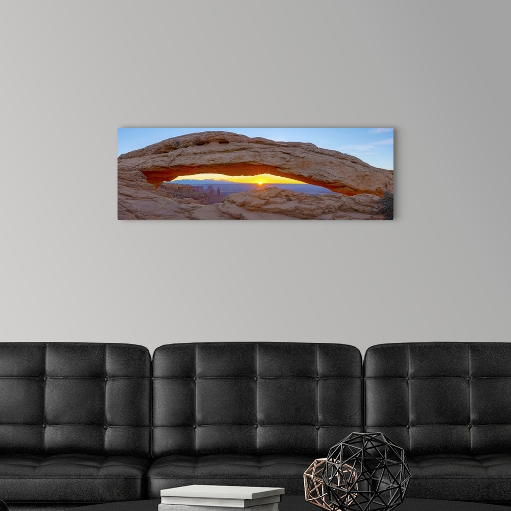 A modern room featuring USA, Utah, Canyonlands National Park, Island in the Sky District, Mesa Arch, Sunrise.