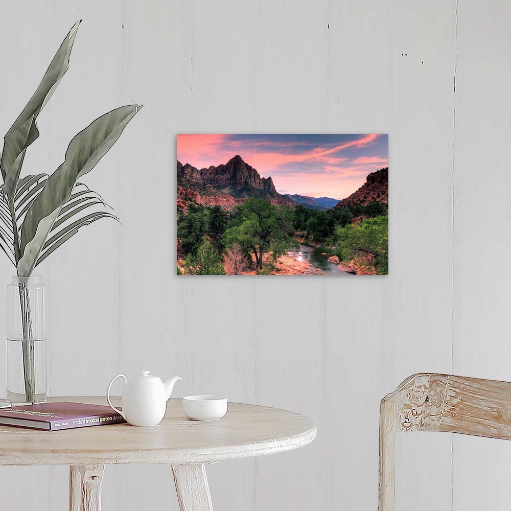 A farmhouse room featuring USA, Utah, Zion National Park, Watchman Mountain and Virgin River