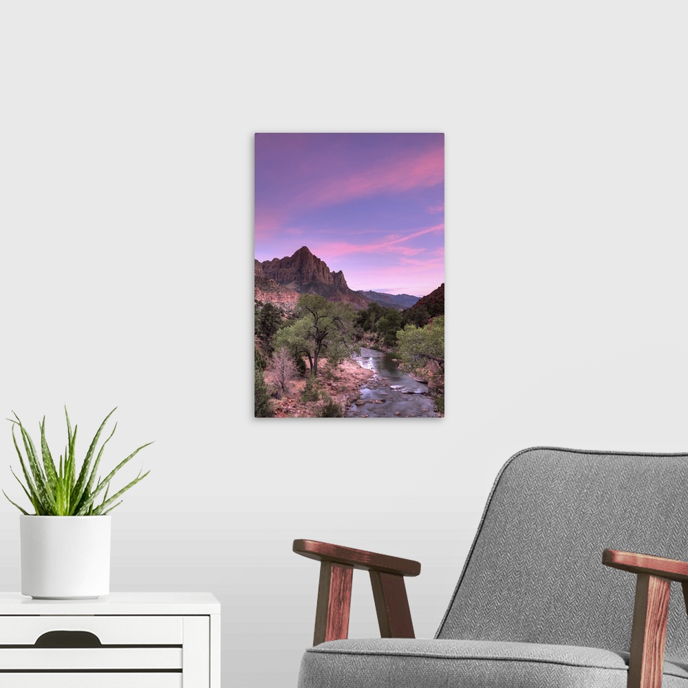 A modern room featuring USA, Utah, Zion National Park, Watchman Mountain and Virgin River