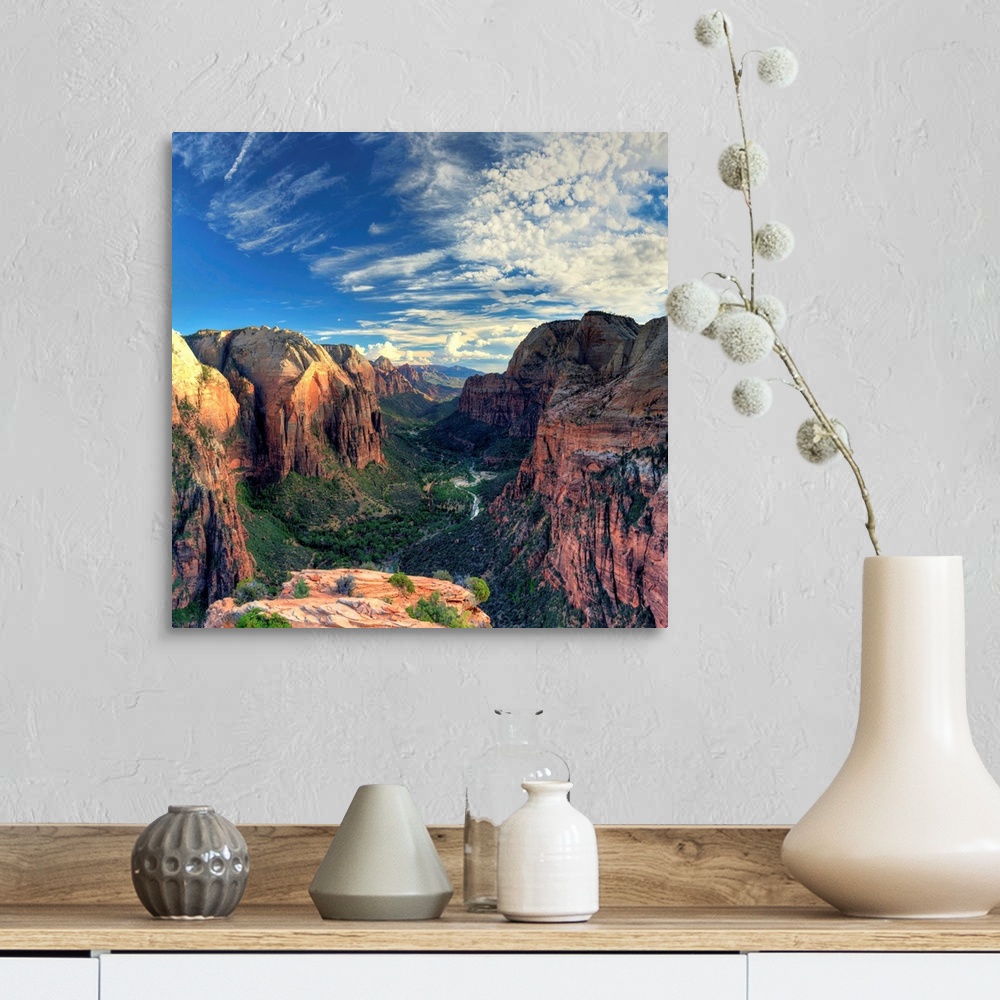 A farmhouse room featuring USA, Utah, Zion National Park, Zion Canyon from Angel's Landing