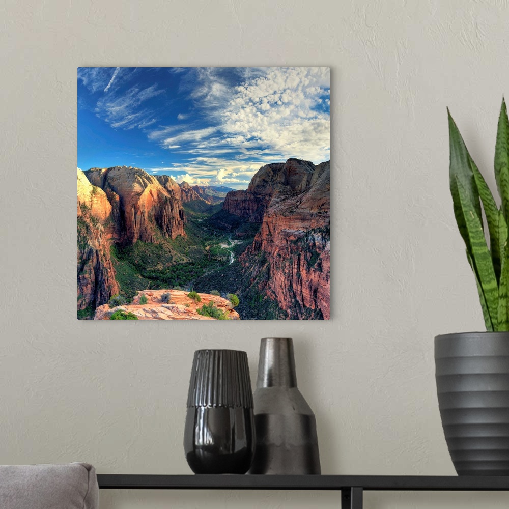 A modern room featuring USA, Utah, Zion National Park, Zion Canyon from Angel's Landing