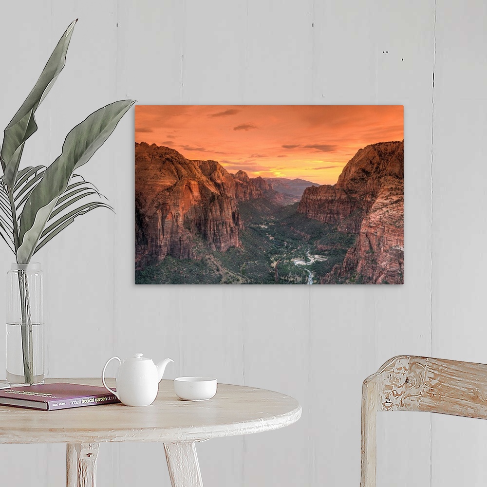 A farmhouse room featuring USA, Utah, Zion National Park, Zion Canyon from Angel's Landing