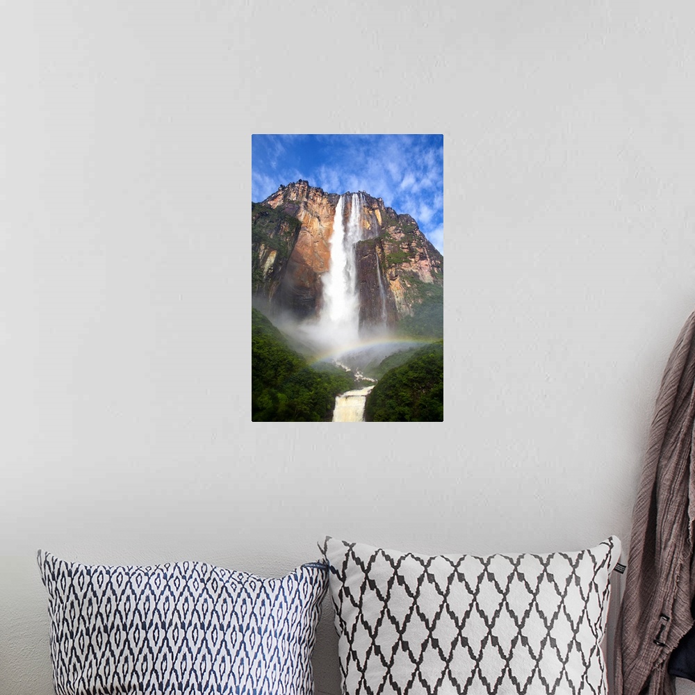 A bohemian room featuring Venezuela, Guayana, Canaima National Park, View of Angel Falls from Mirador Laime