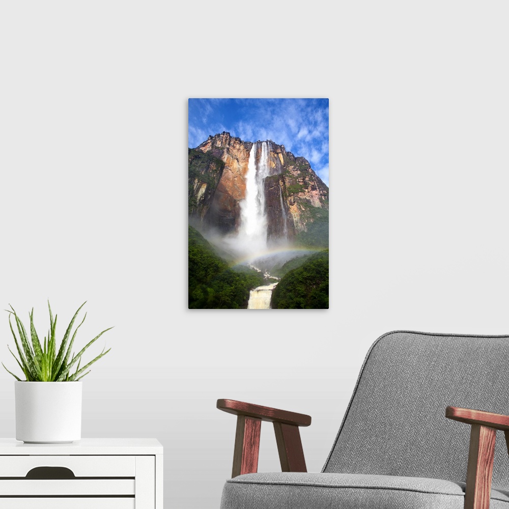 A modern room featuring Venezuela, Guayana, Canaima National Park, View of Angel Falls from Mirador Laime