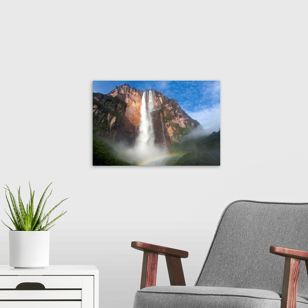 A modern room featuring Venezuela, Guayana, Canaima National Park, View of Angel Falls from Mirador Laime