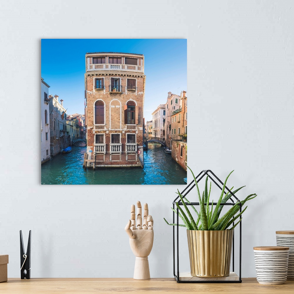 A bohemian room featuring Venice, Veneto, Italy. Palace On A Narrow Canal.