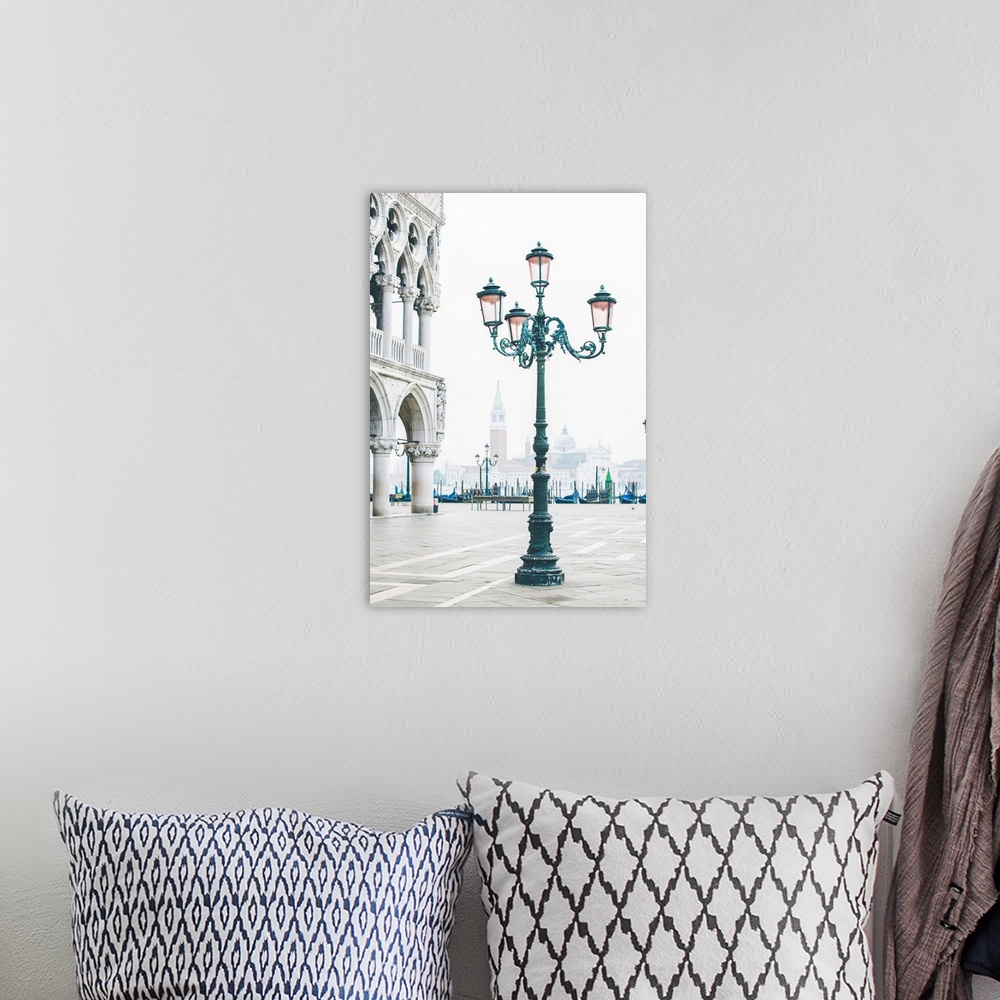 A bohemian room featuring Venice, Veneto, Italy. Piazzetta San Marco And The Waterfront On A Misty Morning.