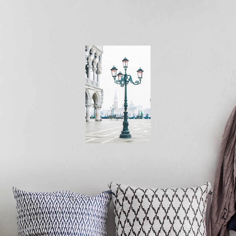 A bohemian room featuring Venice, Veneto, Italy. Piazzetta San Marco And The Waterfront On A Misty Morning.