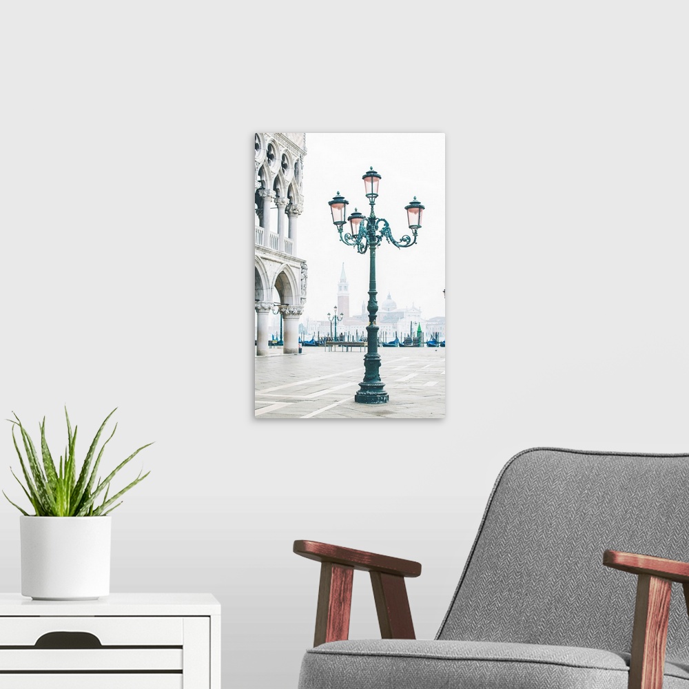 A modern room featuring Venice, Veneto, Italy. Piazzetta San Marco And The Waterfront On A Misty Morning.