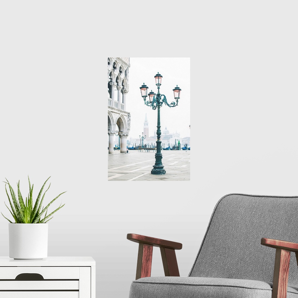 A modern room featuring Venice, Veneto, Italy. Piazzetta San Marco And The Waterfront On A Misty Morning.