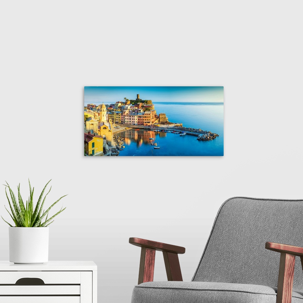 A modern room featuring Vernazza, Cinque Terre, Liguria, Italy