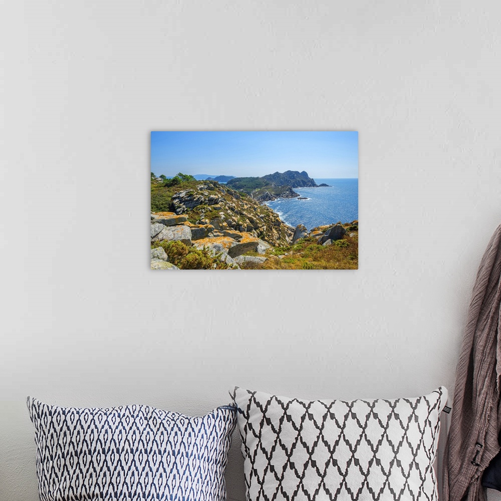 A bohemian room featuring View from Alto do Principe, Islas Cies, Vigo, Pontevedra, Galicia, Spain.