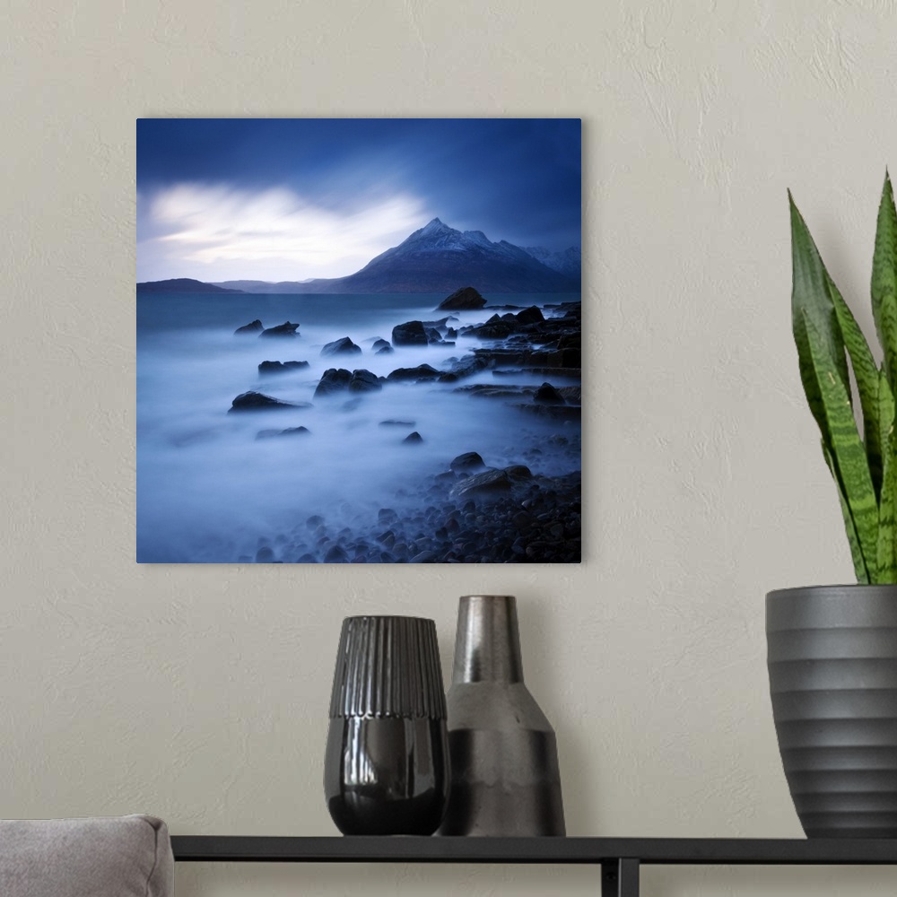 A modern room featuring View from Elgol beach to the Cuillin Hills, Isle of Skye, Scotland, UK