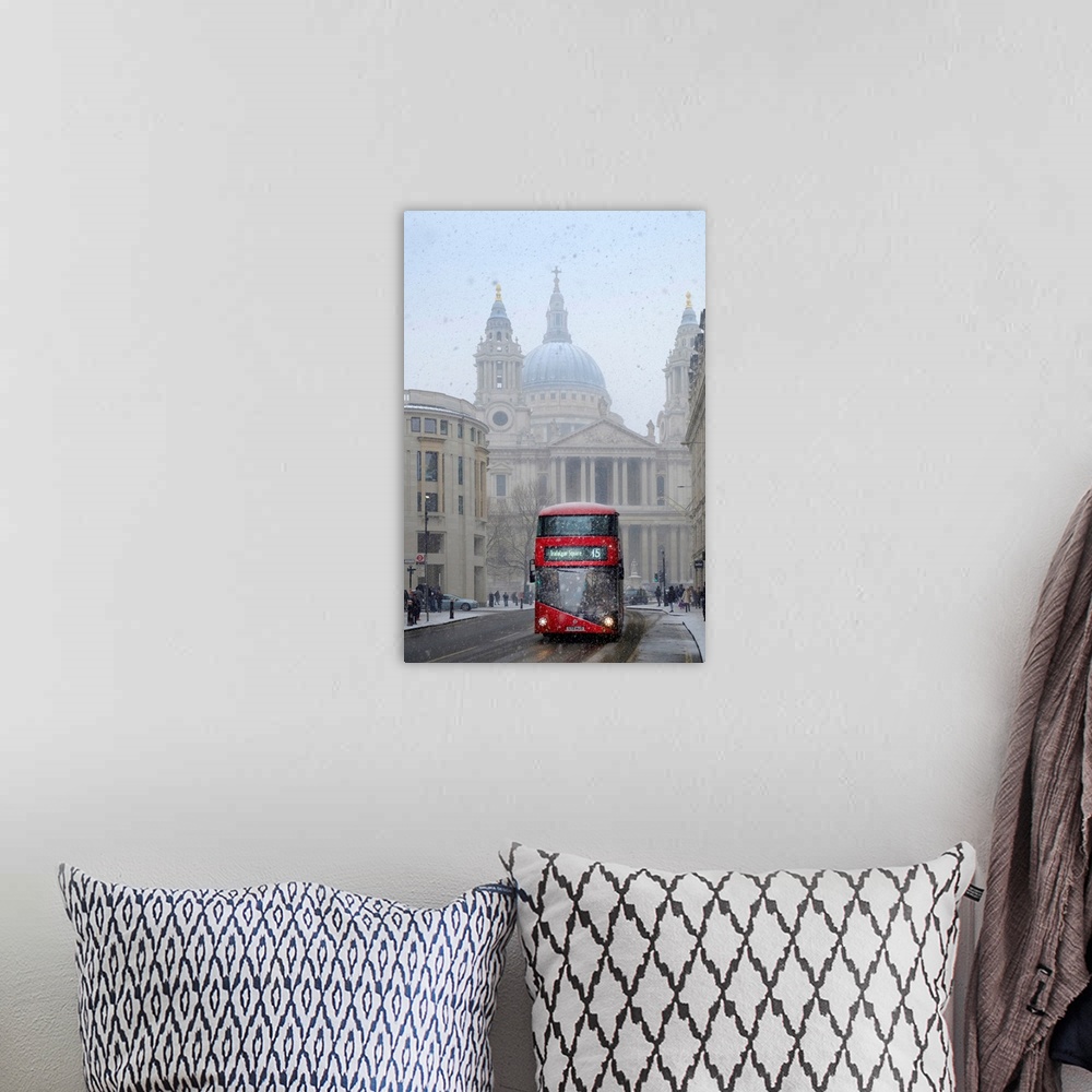 A bohemian room featuring United Kingdom, England, London, View Of A Red London Bus In Front Of St Paul's Cathedral In The ...