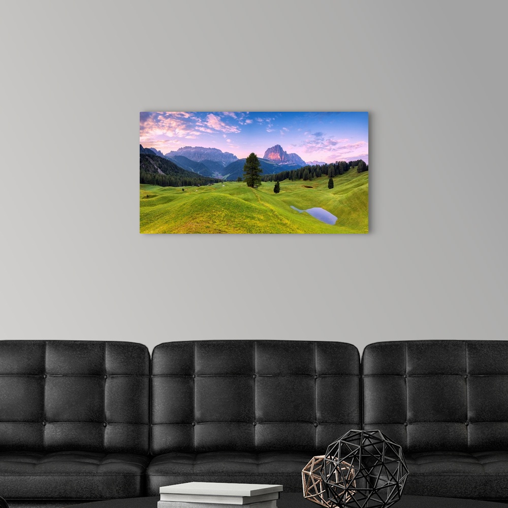 A modern room featuring Panoramic View Of Daunei Pasture After The Rain, Daunei, Selva Val Gardena, Gardena Valley, South...