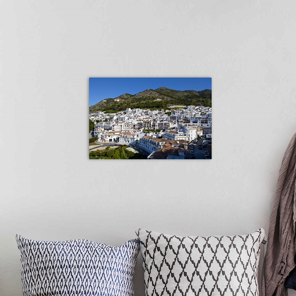 A bohemian room featuring View of Mijas, white town in Costa del Sol, Andalusia, Spain.
