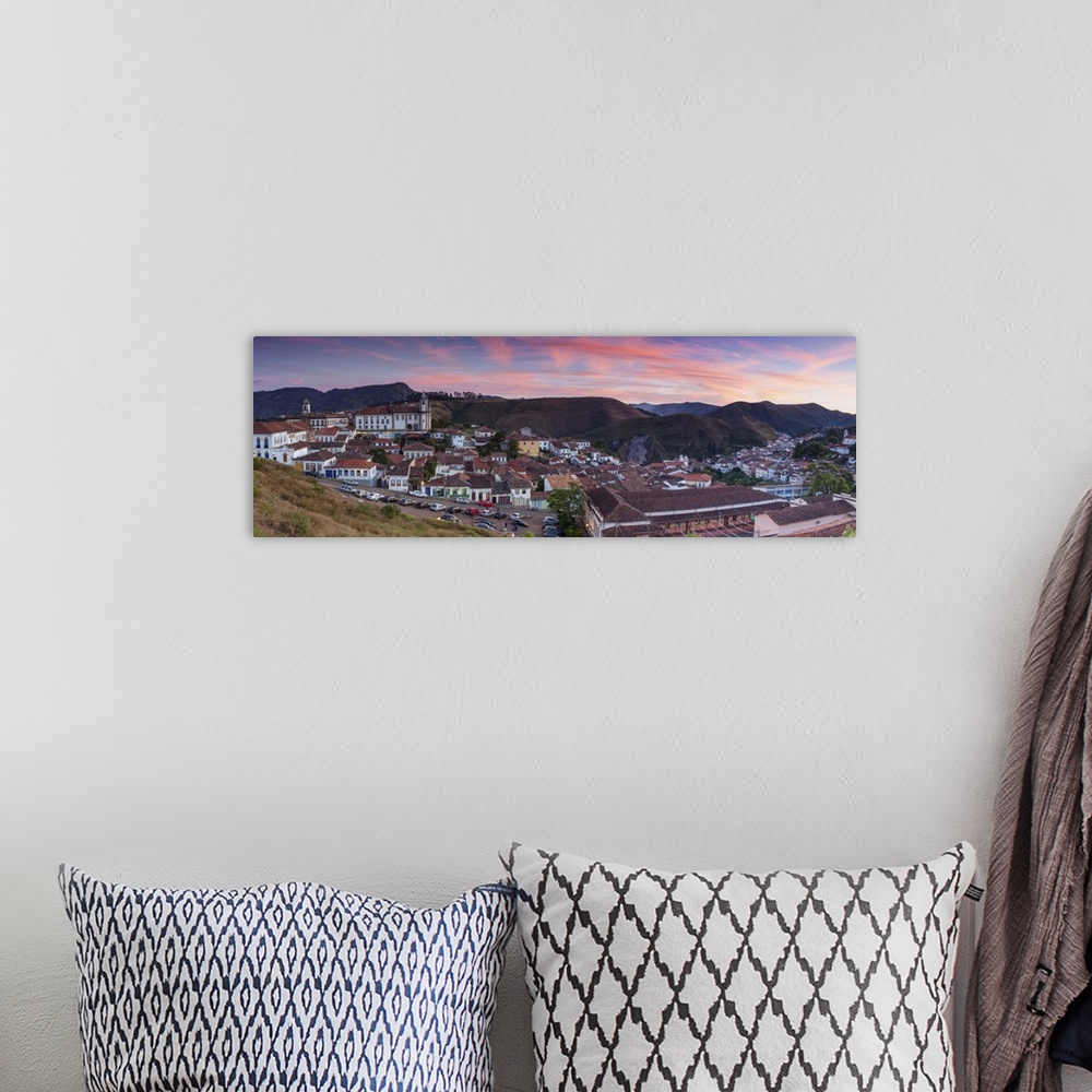 A bohemian room featuring View of Ouro Preto at sunset, Minas Gerais, Brazil