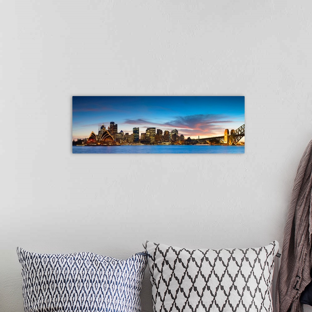 A bohemian room featuring View Of Skyline At Sunset, Sydney, New South Wales, Australia
