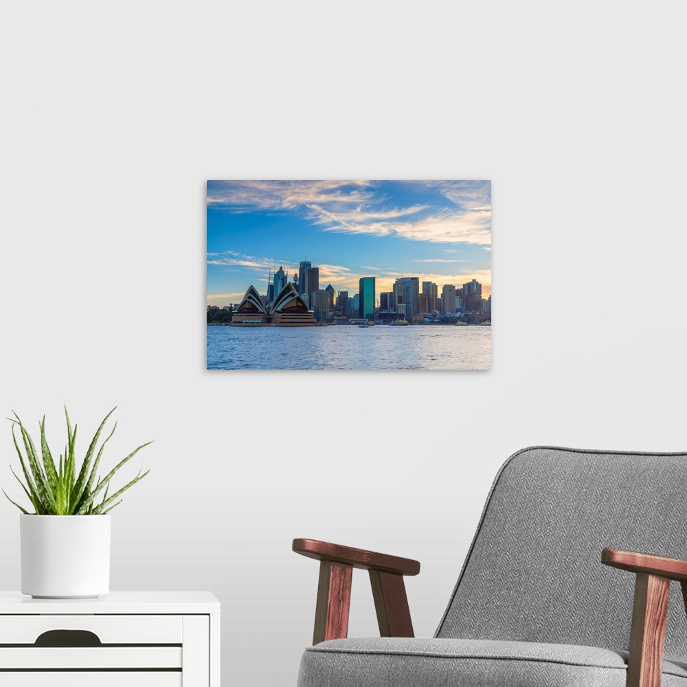 A modern room featuring View Of Skyline, Sydney, New South Wales, Australia