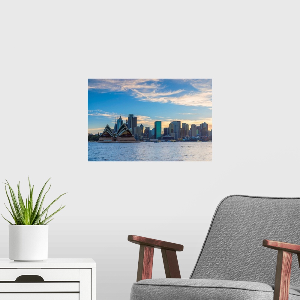 A modern room featuring View Of Skyline, Sydney, New South Wales, Australia