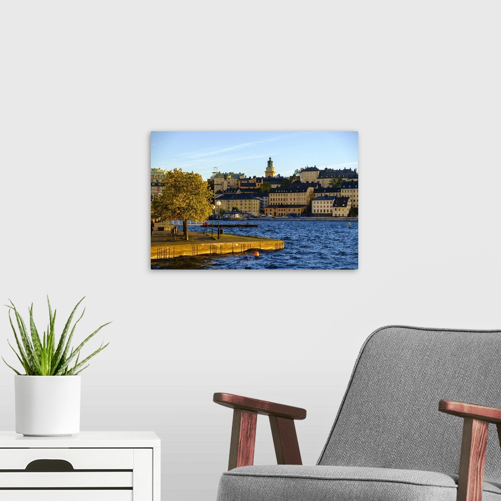 A modern room featuring View of Sodermalm district in Stockholm, Sweden.