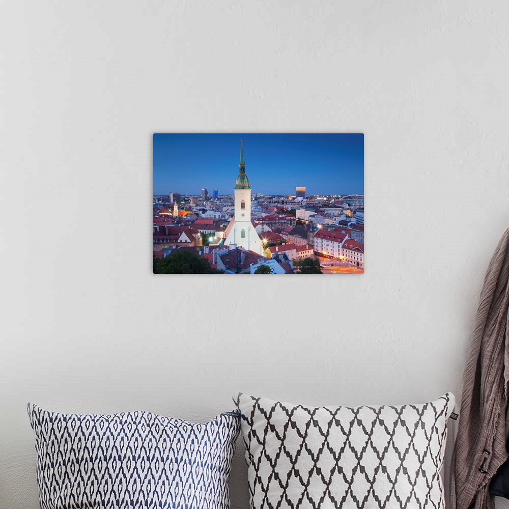 A bohemian room featuring View of St Martin's Cathedral and city skyline, Bratislava, Slovakia