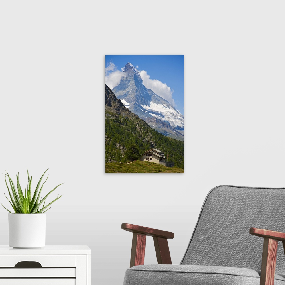 A modern room featuring View of the Matterhorn, Switzerland.