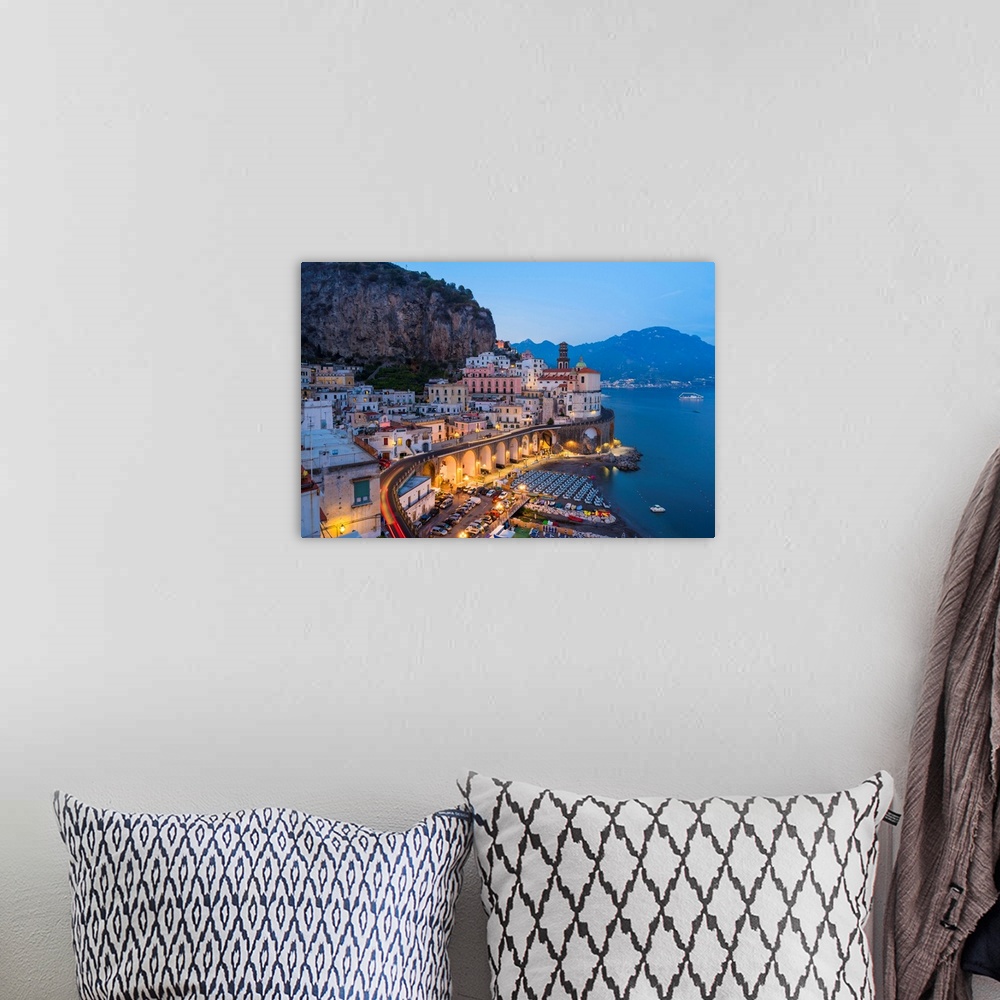 A bohemian room featuring Atrani, Amalfi Coast, Salerno Province, Campania, Italy-View Of The Small Village Of Atrani Durin...