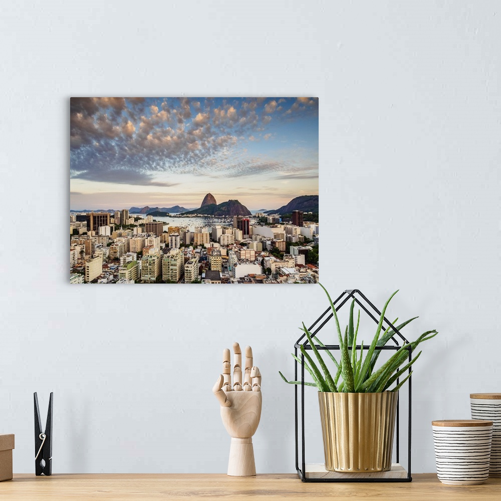 A bohemian room featuring View over Botafogo towards the Sugarloaf Mountain at sunset, Rio de Janeiro Brazil