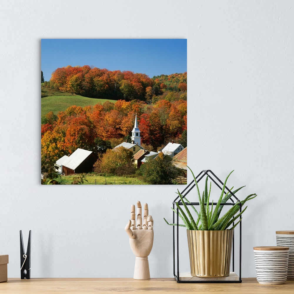 A bohemian room featuring View Over East Corinth In Autumn, Vermont, USA