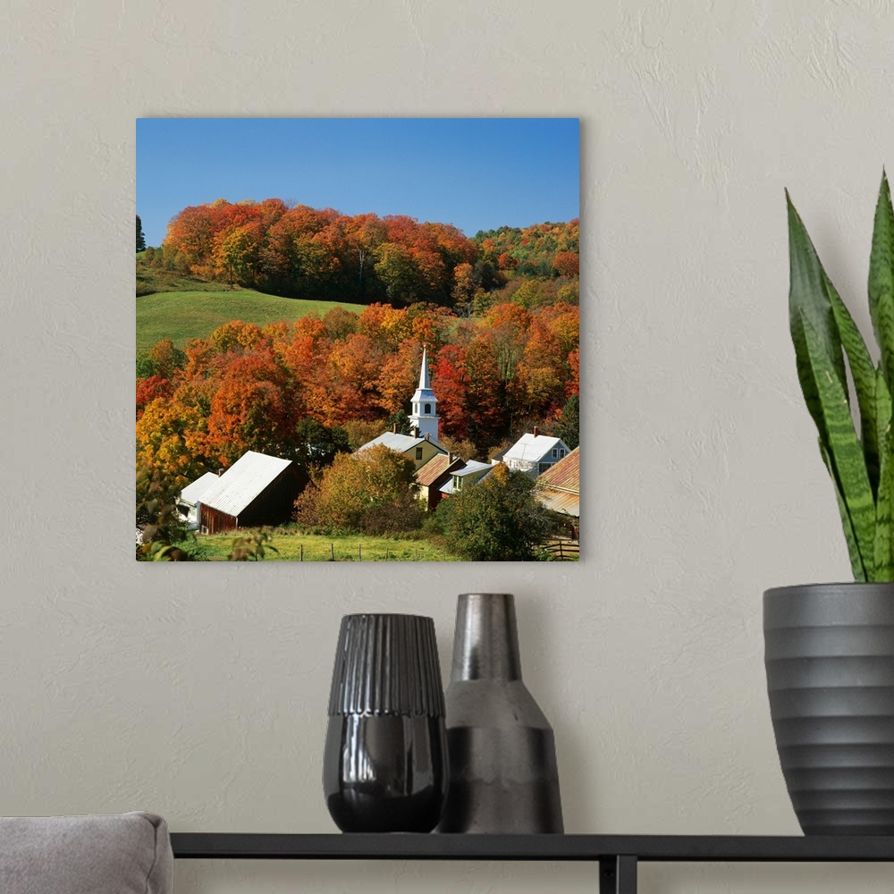 A modern room featuring View Over East Corinth In Autumn, Vermont, USA