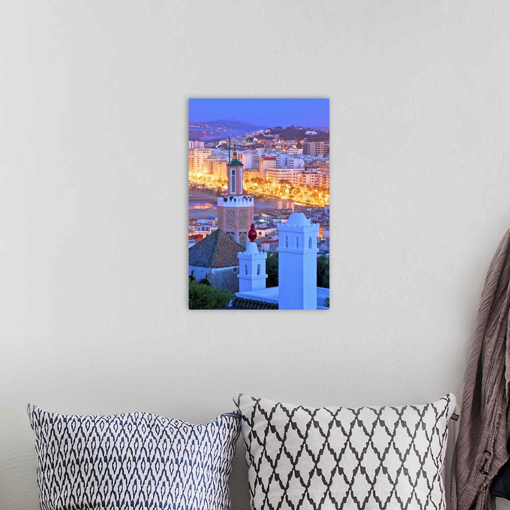 A bohemian room featuring View over Kasbah to Tangier, Tangier, Morocco, North Africa.