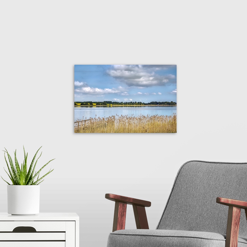 A modern room featuring View over lake Panitz, Scharbeutz, Baltic coast, Schleswig-Holstein, Germany.