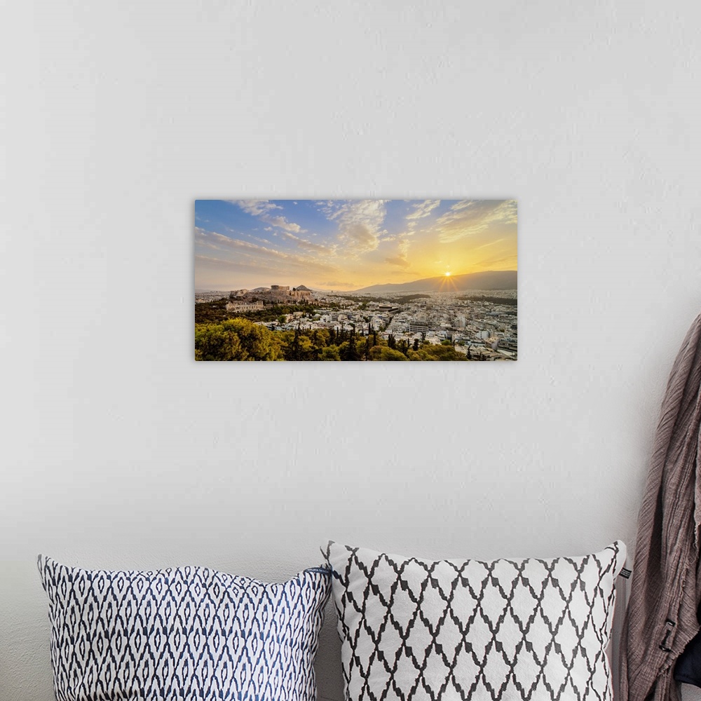 A bohemian room featuring View towards Acropolis at sunrise, Athens, Attica, Greece