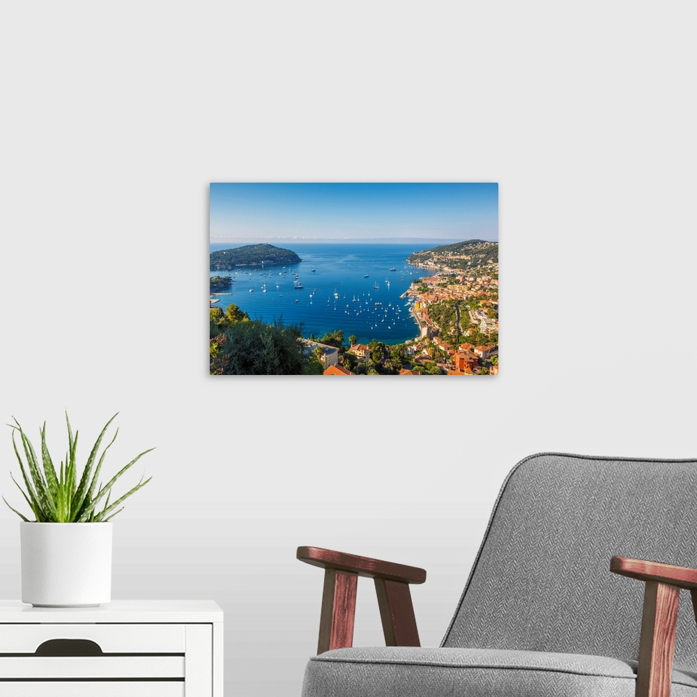 A modern room featuring Villefranche sur Mer, Alpes-Maritimes, Provence-Alpes-Cote D'Azur, French Riviera, France.