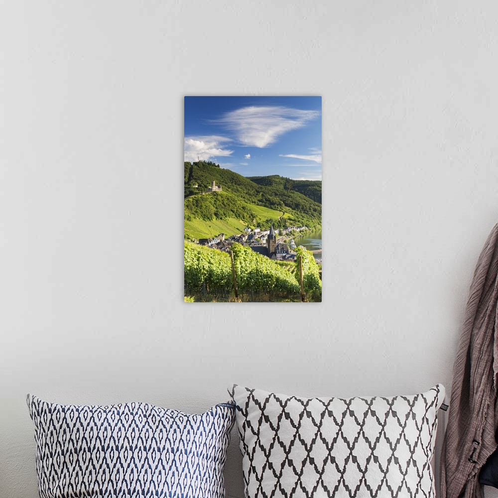 A bohemian room featuring View of vineyards and River Moselle, Bernkastel-Kues, Rhineland-Palatinate, Germany.