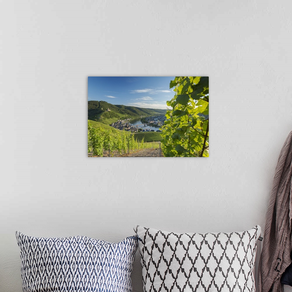 A bohemian room featuring View of vineyards and River Moselle, Bernkastel-Kues, Rhineland-Palatinate, Germany.