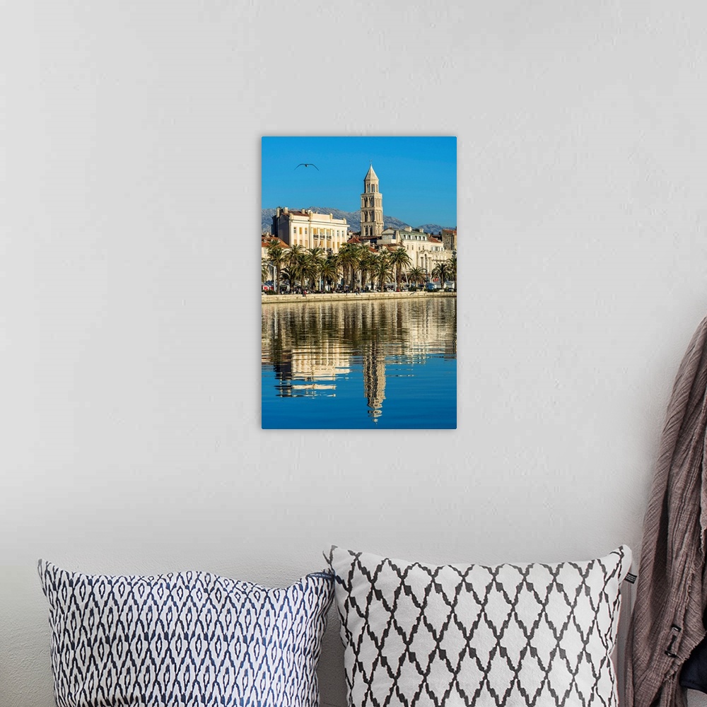 A bohemian room featuring Waterfront With Cathedral Of St. Domnius In The Background, Split, Dalmatia, Croatia