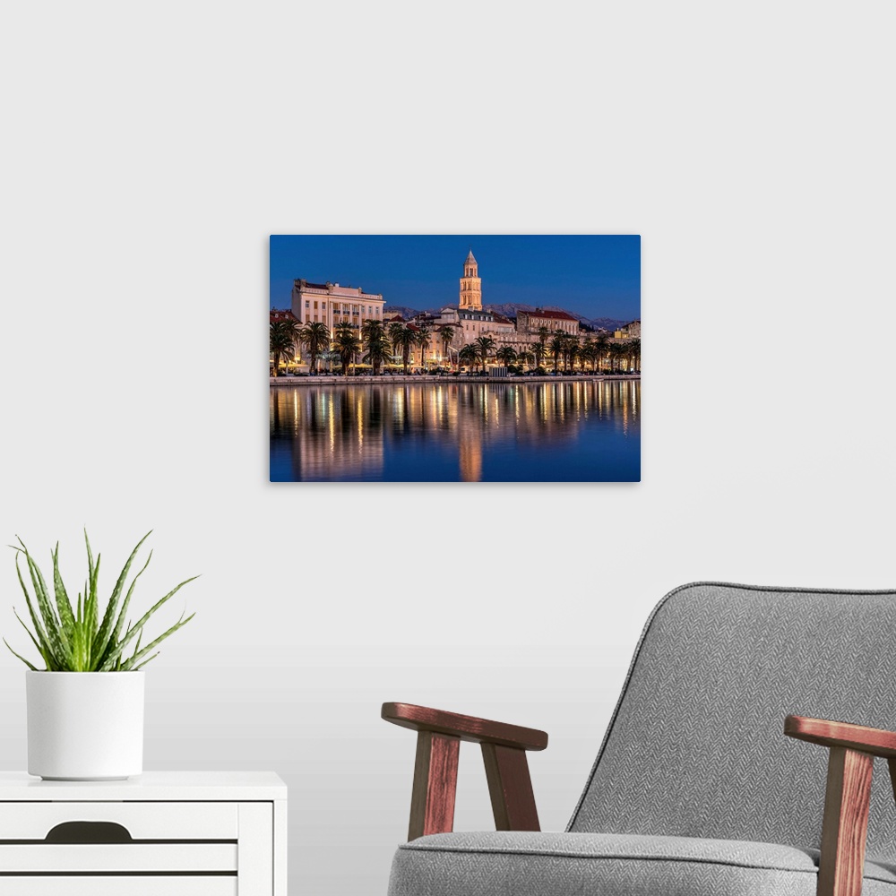 A modern room featuring Waterfront With Cathedral Of St. Domnius In The Background, Split, Dalmatia, Croatia