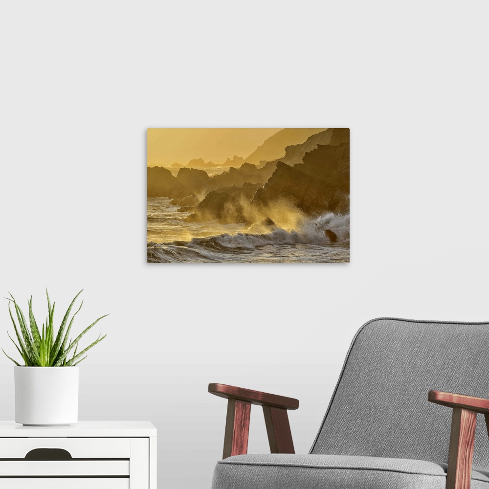 A modern room featuring Waves crashing on shoreline,Pfeiffer State Park, Big Sur, California,USA