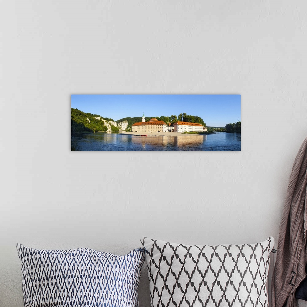 A bohemian room featuring Weltenburg Abbey and The River Danube, Lower Bavaria, Bavaria, Germany.