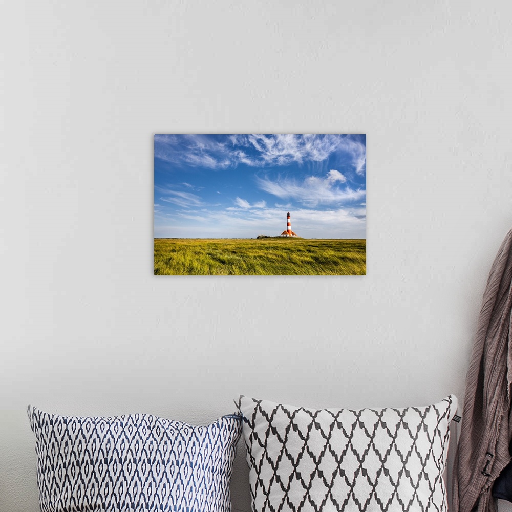 A bohemian room featuring Westerhever lighthouse, Eiderstedt peninsula, Northern Frisia, Schleswig-Holstein, Germany
