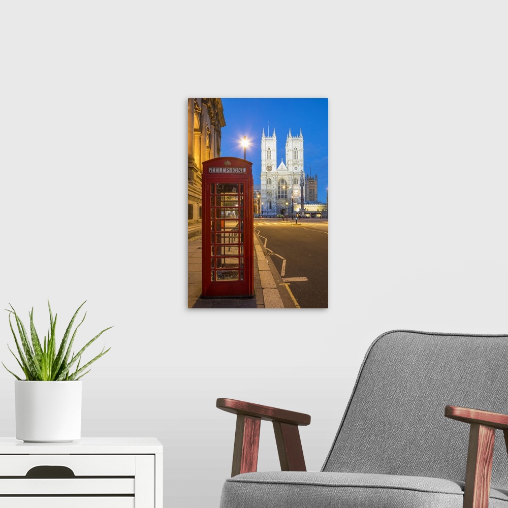A modern room featuring Westminster Abbey, London, England, UK