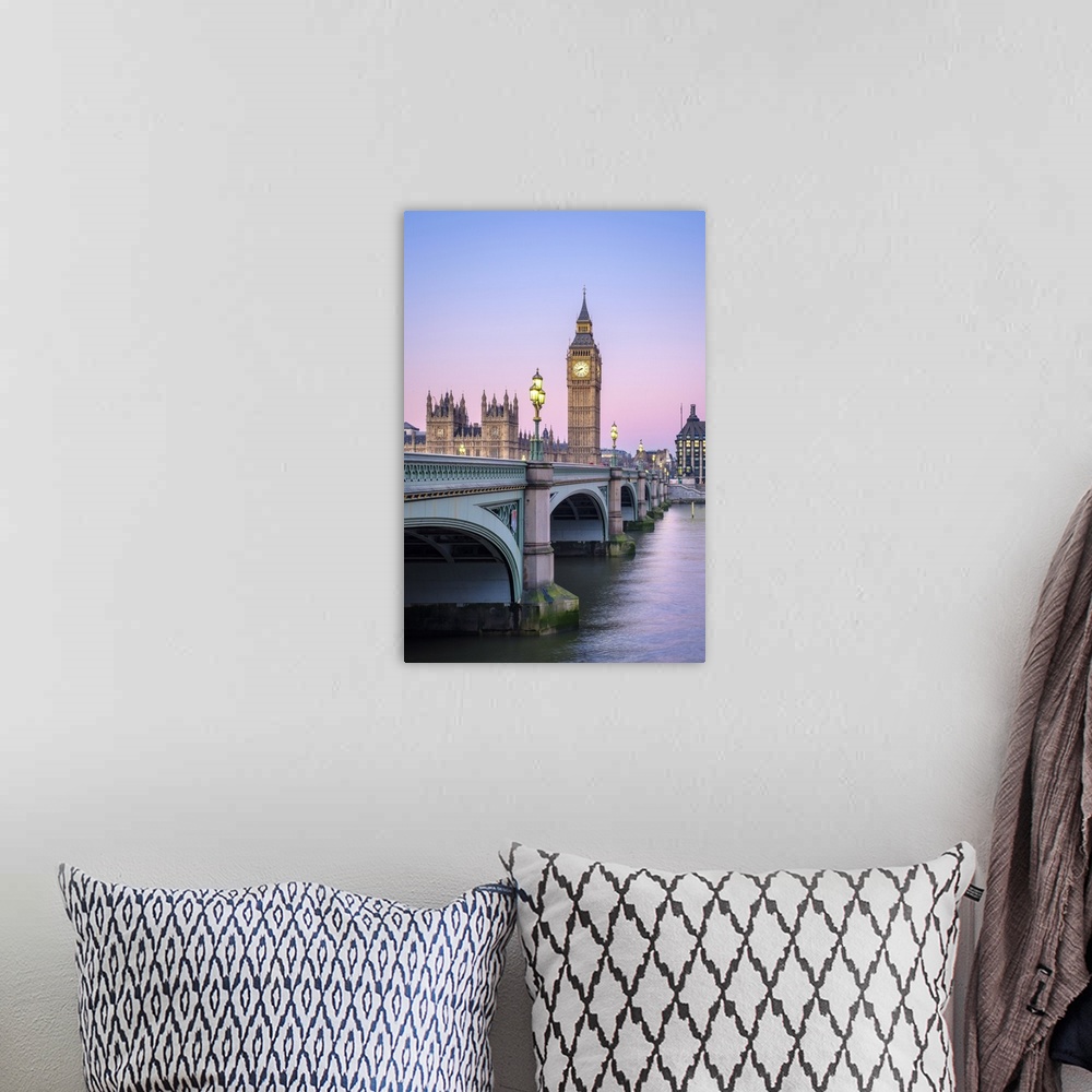 A bohemian room featuring United Kingdom, England, London. Westminster Bridge in front of Palace of Westminster and the clo...