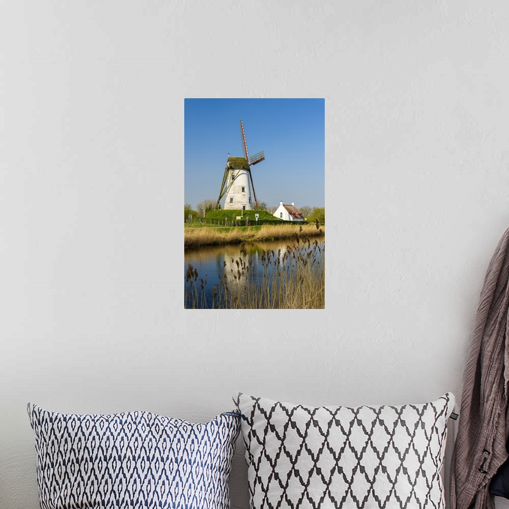 A bohemian room featuring Windmill along Damme canal, Damme, West Flanders, Belgium