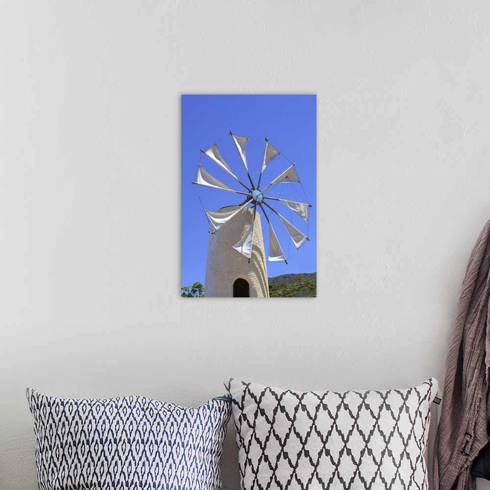 A bohemian room featuring Windmill, Lasithi Plateau, Crete, Greek Islands, Greece, Europe