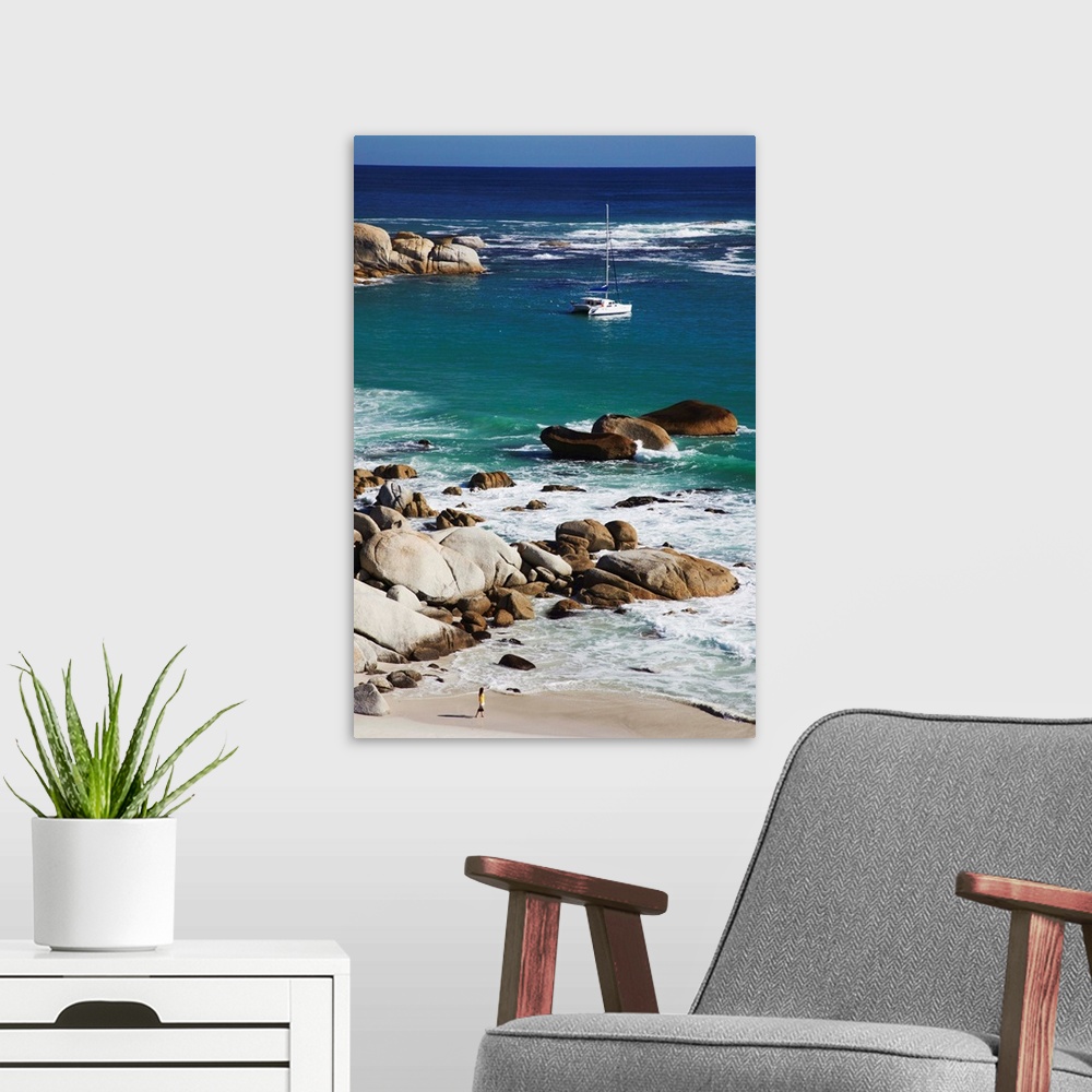 A modern room featuring Woman on Clifton Third beach, Clifton, Cape Town, Western Cape, South Africa (MR)